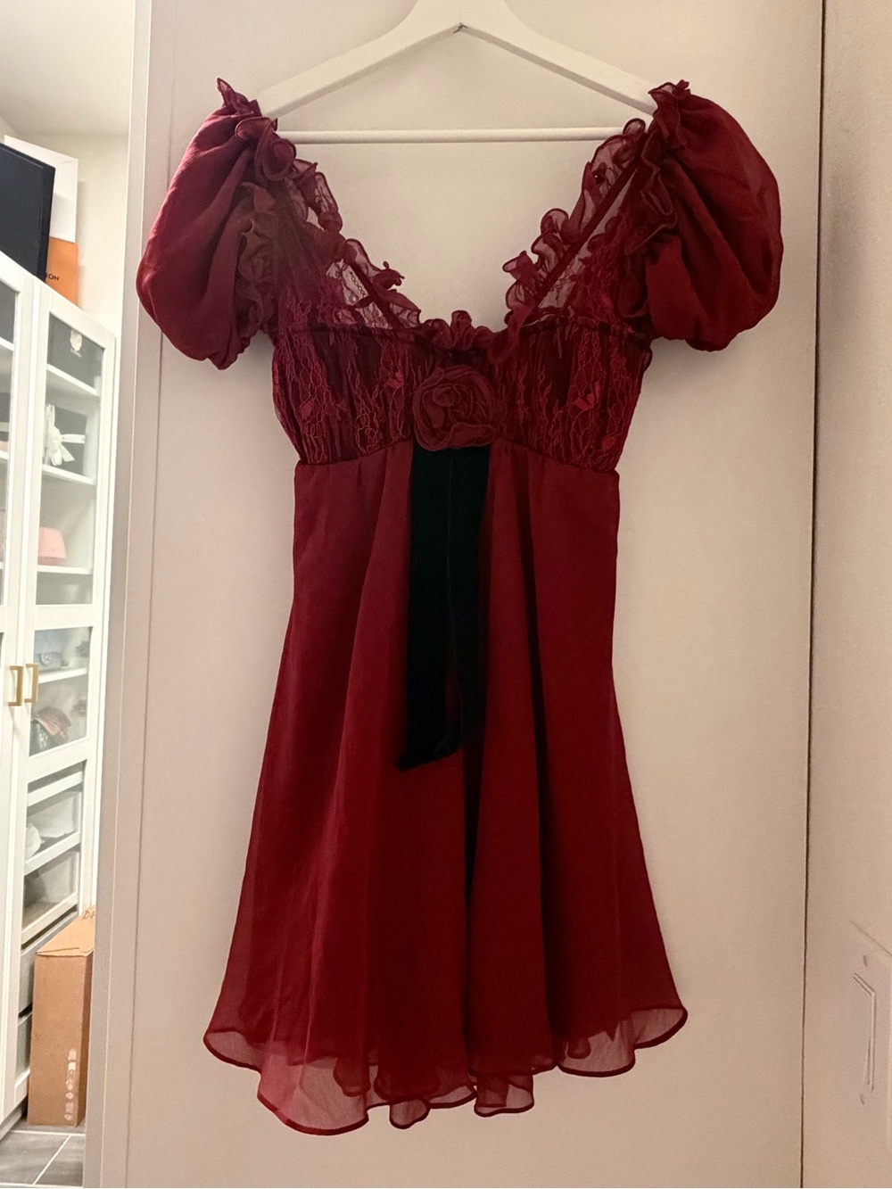 For Love And Lemons Claudine chiffon mini baby doll dress